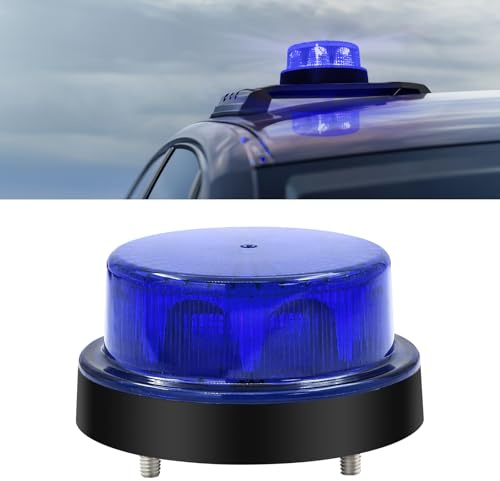 Biqing 1 faro LED blu, 12/24 V, giroscopio polizia, rotondo, lampeggiante, 2 modalità, per auto, veicolo, camion, rimorchio, furgone