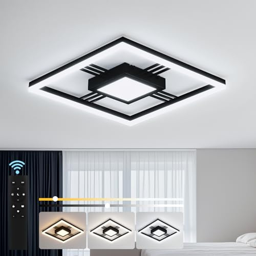Sky angle Modern svart taklampa med fjärrkontroll - 40 W, 4 800 LM, dimbar - LED-lampa för vardagsrum och sovrum