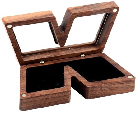 ECMQS Anspruchsvolle Holzringe Schmuckschatulle Kompakte Holzschmuck Vitrine Für Ringe Weiche Innenhülle Zum Schutz