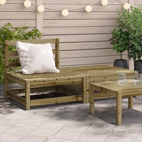 CFODOJ Outdoor-Sitzgruppe, Sektionalsofa-Einheiten für Zuhause, Garten, Sofa, ohne Armlehnen, mit Fußhocker, imprägniertes Kiefernholz