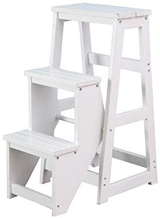 OZBMA Sgabelli per gradini, Sgabello Pieghevole per gradini in Legno massello 3 sgabelli Sgabello per Scarpe da Ingresso Multifunzione Libreria Home/B (C)