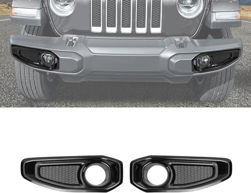 RAZPOY Black Front Fog Light Lamp Covers Trim Compatible with Jeep Wrangler JL JLU & Gladiator JT Accessories 2018-2023