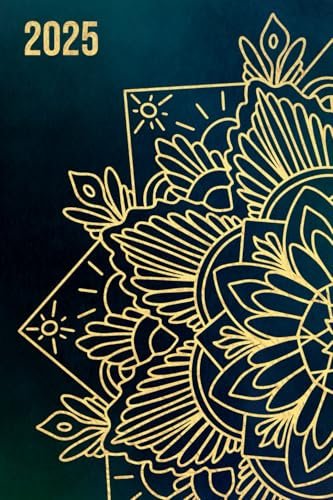 Taschenplaner 2025 - Mandala Blau: Wochenplaner mit Linien (Woche auf 2 Seiten) | Terminkalender für 12 Monate von Januar bis Dezember | Kalenderbuch DIN A6 (10x15cm) | Planer auf Deutsch