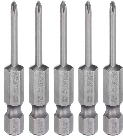 QUARKZMAN 5pcs Embout De Tournevis Cruciforme #00 Ph00 2 (50mm) Long | Embout Visseuse long, 1/4 Hex Shank, Acier S2, Magnétique À Tête Croisée 0.098 (2.5mm) Rod