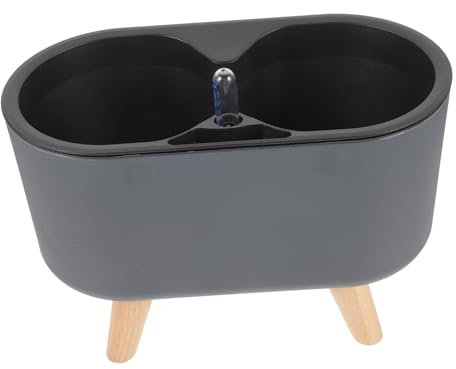 Happyyami Maceta De Autorriego para Flores y Suculentas con Indicador De Nivel De Agua, Patas De Madera y Plástico Gris, para Interior y Balcón, Sistema Automático De Riego y Absorción De Agua