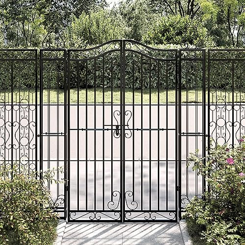 Xichuzi Puerta de jardín de Hierro Forjado Negro 121x8x150 cm, Puertas para Jardin, Puertas De Exterior, Valla Jardín, Rejas para Puertas De Entrada