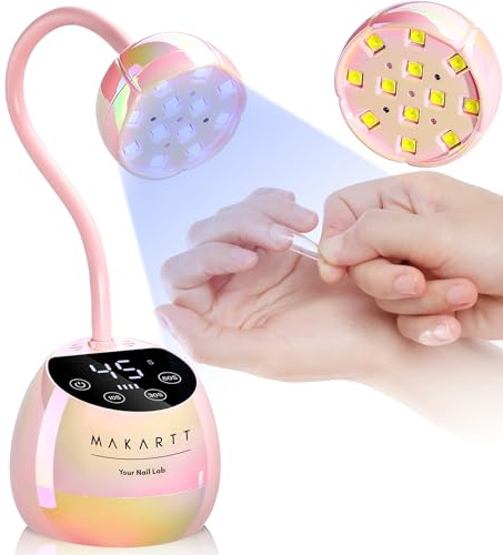 Makartt UV Lampe Gooseneck Glazed Pink 39W Cordless 4 Timers Auto Sensor | Rosé-Schwanenhals-Design, Schnelle Aushärtung, Ideal für 3D-Nagelkunst & Salon, Perfekt für Anfänger