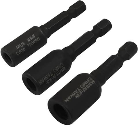 Jiozermi 1/4-20, 3/8-16, 5/16-18 Hanger Bolt Driver, Durable Chromoly Steel Dual-Ended Socket Hanger Bolt Install Tool for Secure Furniture Assembly and Fastener Installation