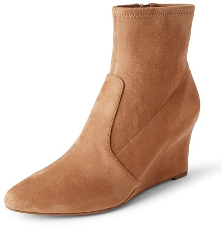 Amazon Essentials Botines Con Cremallera y Cuña Mujer, Bronceado Efecto Ante, 43 EU