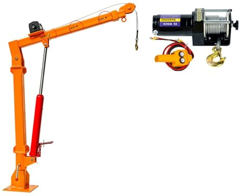 OZBME Grue à manivelle/électrique, Grue Domestique montée sur véhicule 12 V, 24 V, 220 V, palan de Levage monté sur Camion (Couleur : treuil électrique 500 kg 12 V) (hydraulique 500 kg 12 V)
