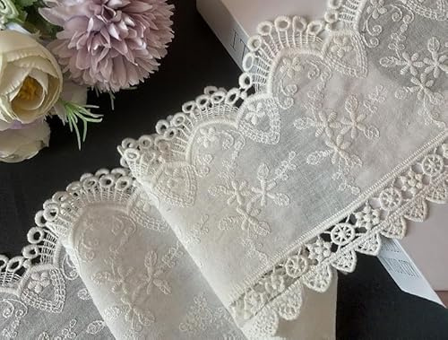 WANYI 2 Yards 12,7cm Baumwolle Spitzenband Spitzenborte Vintage Dekoband Borten und Bänder zum Nähen Meterware Spitzenstoff Spitzenbordüre für DIY Nähen Handwerk Vorhang Kleid Hochzeit Deko(Weiß)