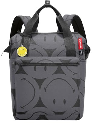 reisenthel allrounder R smiley grey – Rucksack und Tragetasche in einem – Mit Stecklasche für Reisetrolleys