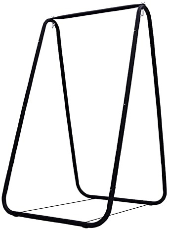 Support pour hamac en forme de A, capacité de charge élevée de 500 lb, support métallique anti-déformation pour siège balançoire d'intérieur/d'extérieur, cadre stable pour chaise suspendue (Noir)