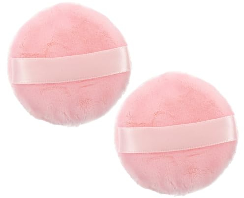 IWOWHERO 2 Esponjas Cosméticas de Algodón Rosa para Polvo, Fáciles de Limpiar, Ideales para Maquillaje en Casa y Viaje, Paquete de 2 Piezas