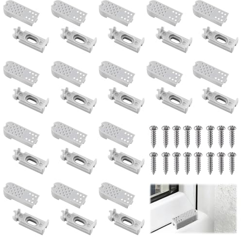 Rongrongago 16 Kit 32 Stück Plissee Ersatzteile Klemmträger, Plissee Spannschuhe mit Schrauben, Universal Spannschuhe für Verspannte Plissees für Klebeträger und Stick & Fix Front Klebeplatten