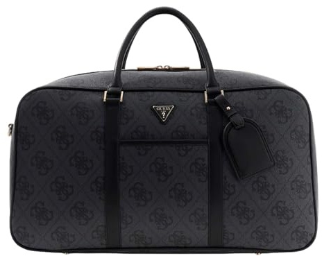 GUESS Reisetasche Schultertasche Weekender Duffle Bag Coal Logo dunkelgrau