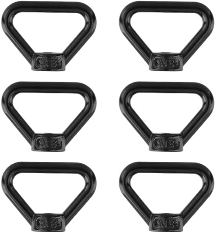Antrader Lifting Eye Nut,M8 Triangle Ring Shape Lifting Eye Threaded Nut for Rope Fitting,304 Stainless Steel,Black,6Pcs