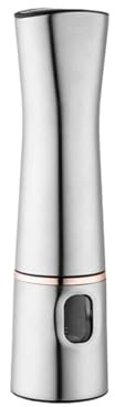 Molinillo eléctrico de sal y pimienta acero inoxidable, molino automático hierbas aromáticas por gravedad, aspereza ajustable, herramienta for barbacoa cocina
