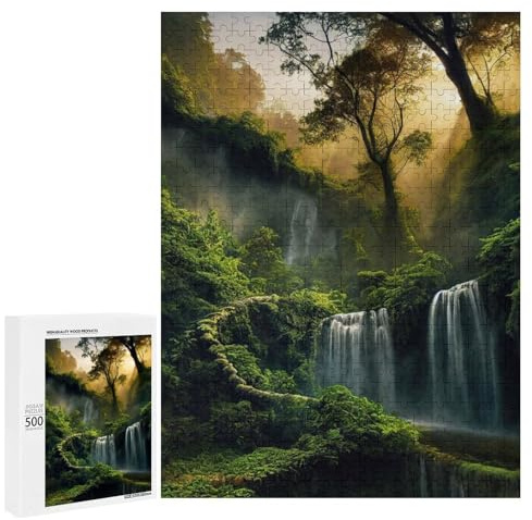 Puzzle 500 pièces pour adultes Forêt pluviale enchantée Puzzle cascade pour adultes Jeux amusants pour le plaisir en famille Offre comme cadeau pour toute la famille 500 pièces