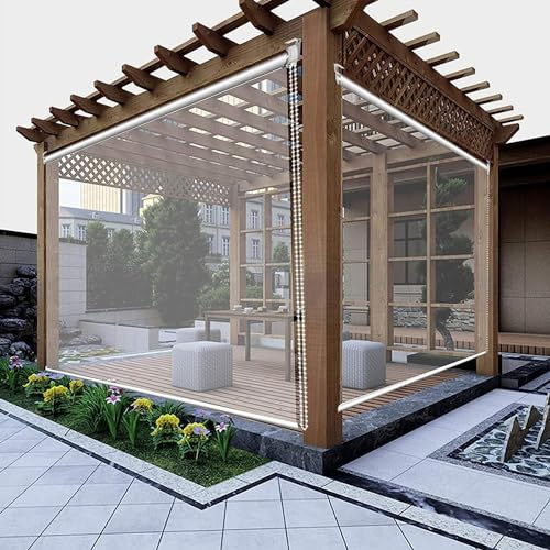 Genomskinlig rullgardin för utomhusbruk 50 x 80 cm PVC vindtät dammtät vattentät e för trädgård balkong uteplats dörrar perfekt integritet och skydda lös