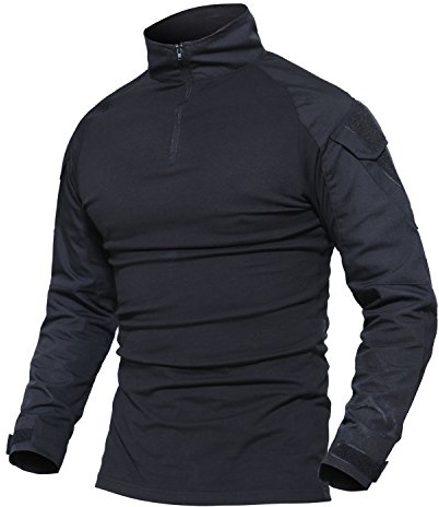 MAGCOMSEN Herren Military Langarm Shirts Combat T-Shirt Slim Fit Taktisches Oberteil Herren Outdoor Quick Dry Hemd Atmungsaktiv Paintball Funktionsshirt Schwarz L