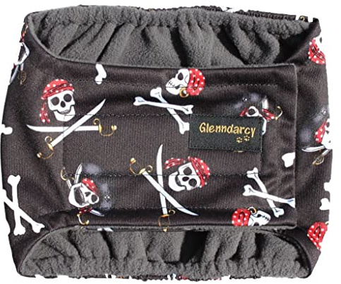 Glenndarcy Männlicher Hundewindeln - Urininkontinenz - (XXL Band and 2 Washable Pads, Pirates)