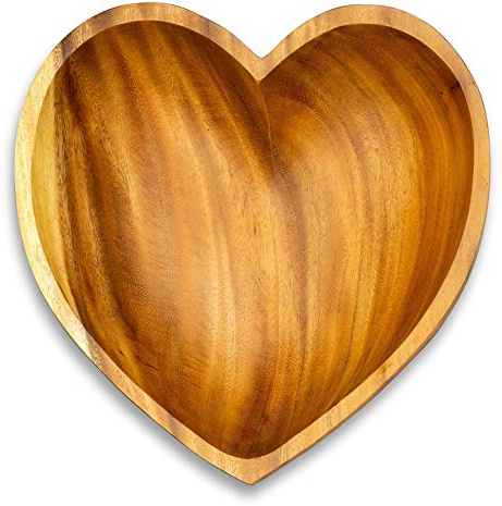 levandeo Schüssel Akazie 25x6cm Herz Holz Design Schale Obstschale Obstkorb Brotkorb Unikat Tischdeko