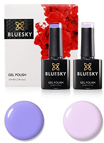 Bluesky Gel Nail Polish Set, 9th Anniversary Set 2, 2 x 10ml, ND01 Satin Sheets, 80599 Wisteria Haze, Purple, Pink, Lilac, Pastel (Requires Curing Under UV LED Lamp)