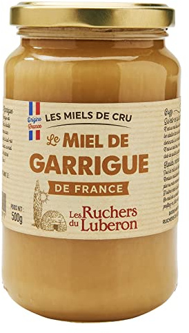 Les Ruchers du Luberon - Miel de Garrigue 500 g - Miel de Cru Francais - Naturel - Non Filtré - Naturellement Crémeux