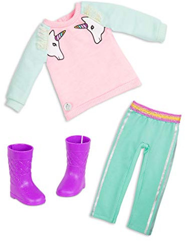 Glitter Girls - Einhorn träumt - Einhorn Dreaming Fashion Outfit (Rosa) - Pullover & Glänzende Hose - Puppen-Outfit in leichter Passform - 36 cm Puppen-Zubehör - 3 Jahre +