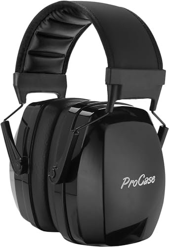 ProCase Cuffie Antirumore, NRR 35dB Cuffie Antirumore per Ambito Lavorativo, Lavoro Sul Trattore, Isolanti per Studiare, Falciatura, Sparare, Aereo, Muscia Forte e Industria Della Costruzio –Nero