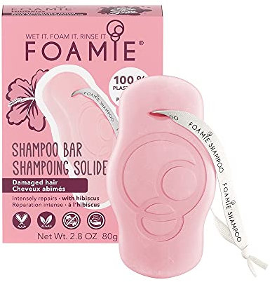 Foamie Shampoo solido con olio di ibisco per capelli secchi e rafforza e nutre quelli danneggiati 100% vegano e senza plastica che 80 g