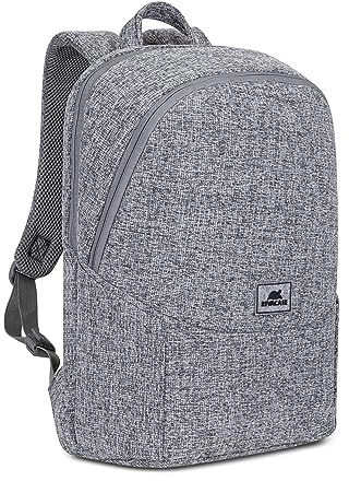 Rivacase laptopryggsäck upp till 15,6 tum – dagsryggsäck – unisex – vattenavvisande skolryggsäck – fashionabel notebook-ryggsäck för sport, resor och arbete, LJUSGRÅ, M, Ryggsäck