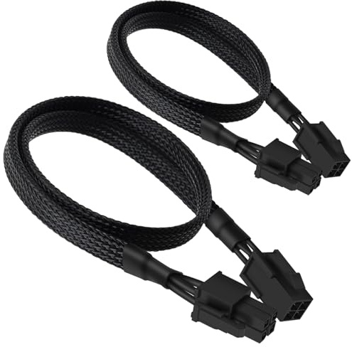 (2-Pack) YEZriler ATX 4 Pin Extension Cable, Motherboard CPU 4pin Male to Female Adapter Sleeved for Power Supply PSUs 20.8-inch (53cm)