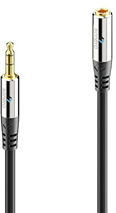 sonero® premium rallonge de câble audio jack 3,5 mm, 20,0 m, contacts plaqués or, noir