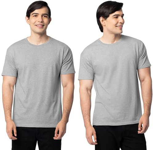 Fruit of the Loom Men's Eversoft Cotton T-Shirts (S-4XL), Crew-2 Pack-Grey Heather, Medium