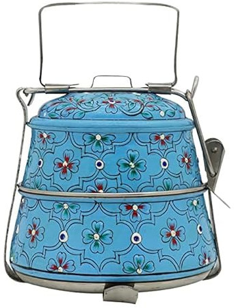 Craft with love a beautiful Handmade Handmade Lunch and Tiffin Boxes 2 parties Peint à la main Bleu