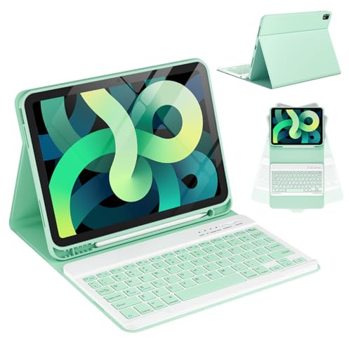 CC Store Case with Keyboard for iPad Air 11 inch M4 2026/M3 2025/M2 2024 | iPad Air 5 2022/4 2020, Pro 11 4/3/2/1Gen, Wireless Detachable Keyboard Cover with Pencil Holder, UK Layout, Green