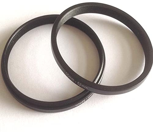 2 x Metall 55-52 mm Step-Down-Ringe D-SLR Video-Kamera-Objektiv-Adapter Größe 55 mm auf 52 mm Filteröffnung Adapter Kreis Schrauben Foto Bild Anschluss Fokus Fotografie Teile Zubehör