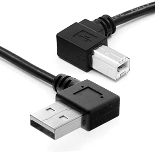 CY USB 2.0 Typ-A Mann auf Typ-B Mann Drucker Scanner 90 Grad links gewinkeltes Kabel 100cm Links abgewinkelter USB 2.0-A-Stecker auf B-Stecker, abgewinkelt, 90 Grad, Druckerkabel