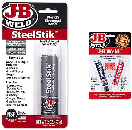 J-B Weld 8267UK SteelStik Epoxy Putty & Original Cold-Weld 8265-SUK Steel Reinforced Epoxy - Dark Grey