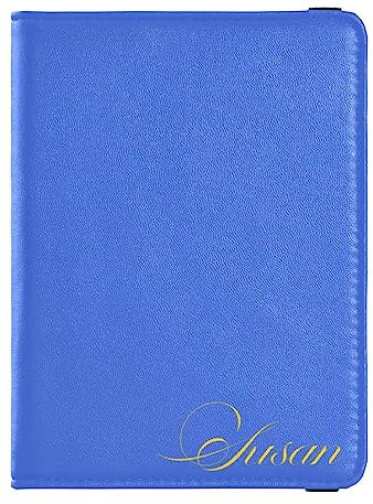 Personalisierte Reisepasshülle, Brieftasche, Kombi, individueller Name, PU-Leder, Reisepass, Impfkarten-Schutz für Damen und Herren, Reisegeschenk, Königsblau, Einheitsgröße