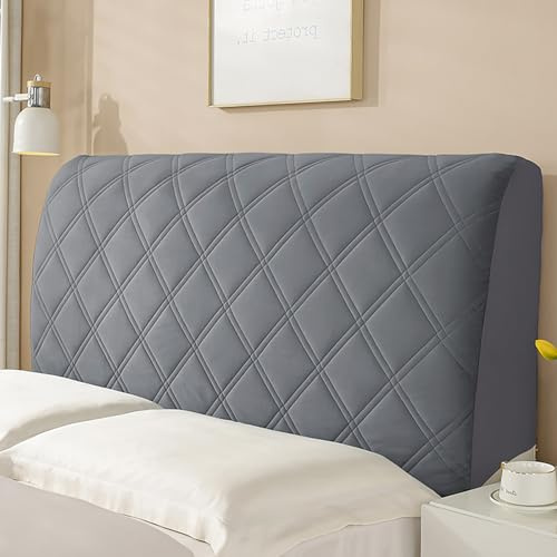 PRELGOSP Bett Kopfteil Bezug, Stretch Bettkopfteil Hussen, All-Inclusive Kopfteilbezug Staubdicht Abdeckung für Gepolsterte Schlafzimmer Kopfteil,Dark Grey,180cm