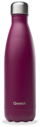 Qwetch - Bouteille Isotherme Originals Lie de Vin 500ml - 24h Froid et 12h Chaud - Etanche, Sans BPA & Réutilisable - Gourde inox isotherme pour Sport, Voyage, Bureau, Randonnée