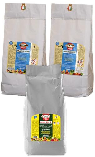 SOLFATO DI RAME X AGRICOLTURA KIT COMPOSTO DA 2 BUSTE DA 4 KG DI SOLFATO DI RAME E 1 BUSTA DA 4 KG DI CALCE IDRATA PER UN TOTALE DI 12 KG