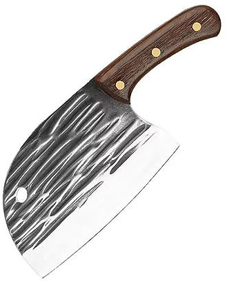 LIUJOU Couteau serbe forgé à la main, couteau de boucher large en acier inoxydable, Chef de cuisine, couteau de boucher de pêche, tranchage fixe en plein air