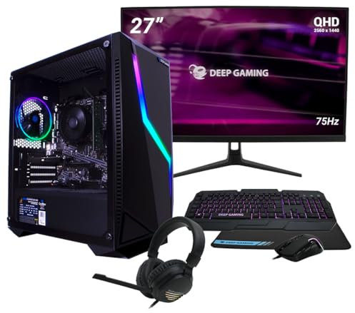 DeepGaming Pack Nexus | PC Gaming Completo AMD Ryzen 5 5600G | 32GB RAM DDR4 3200mhz | RTX 3050 8GB | 500GB SSD | WiFi | W11 Pro Sin Activar | Monitor 27 QHD HDR | Setup Xwing | PC Gamer