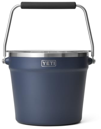 YETI Rambler 7.6L Beverage & Ice Bucket with Lid, Navy | Double-Wall Insulated Ice Bucket with Heavy-Duty Handle for Bottles, Cans & Outdoor Entertaining