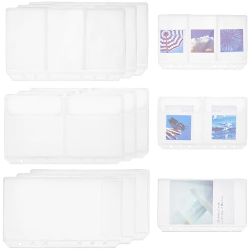 craspire 12 Stück A6 Ordnertaschen Ohne Reißverschluss Geldumschläge Geldordner Organizer Ohne Reißverschluss 3 Taschen Aufbewahrungstasche 6 Ring Ordner Kartenhüllen Transparenter Umschlag