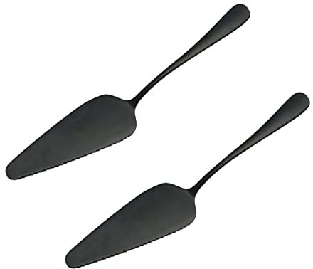 Cake Server Cake Slice Cake Pie Server Pizza Spatula Stainless Steel with Fine Serrated Edge for Wedding Anniversary Birthday Party Black 2PCS